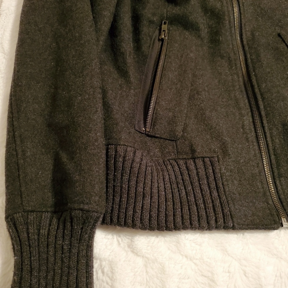 Express Wool Unisex Gray Bomber Jacket Large - image 2